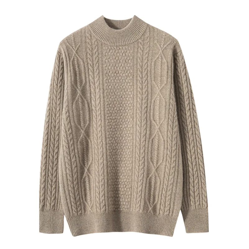 Men Cable Knit Crewneck Sweater