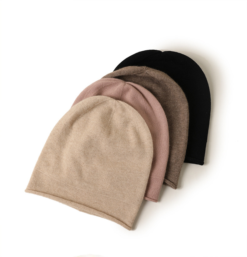 Cashmere Beanie with Roll Edge