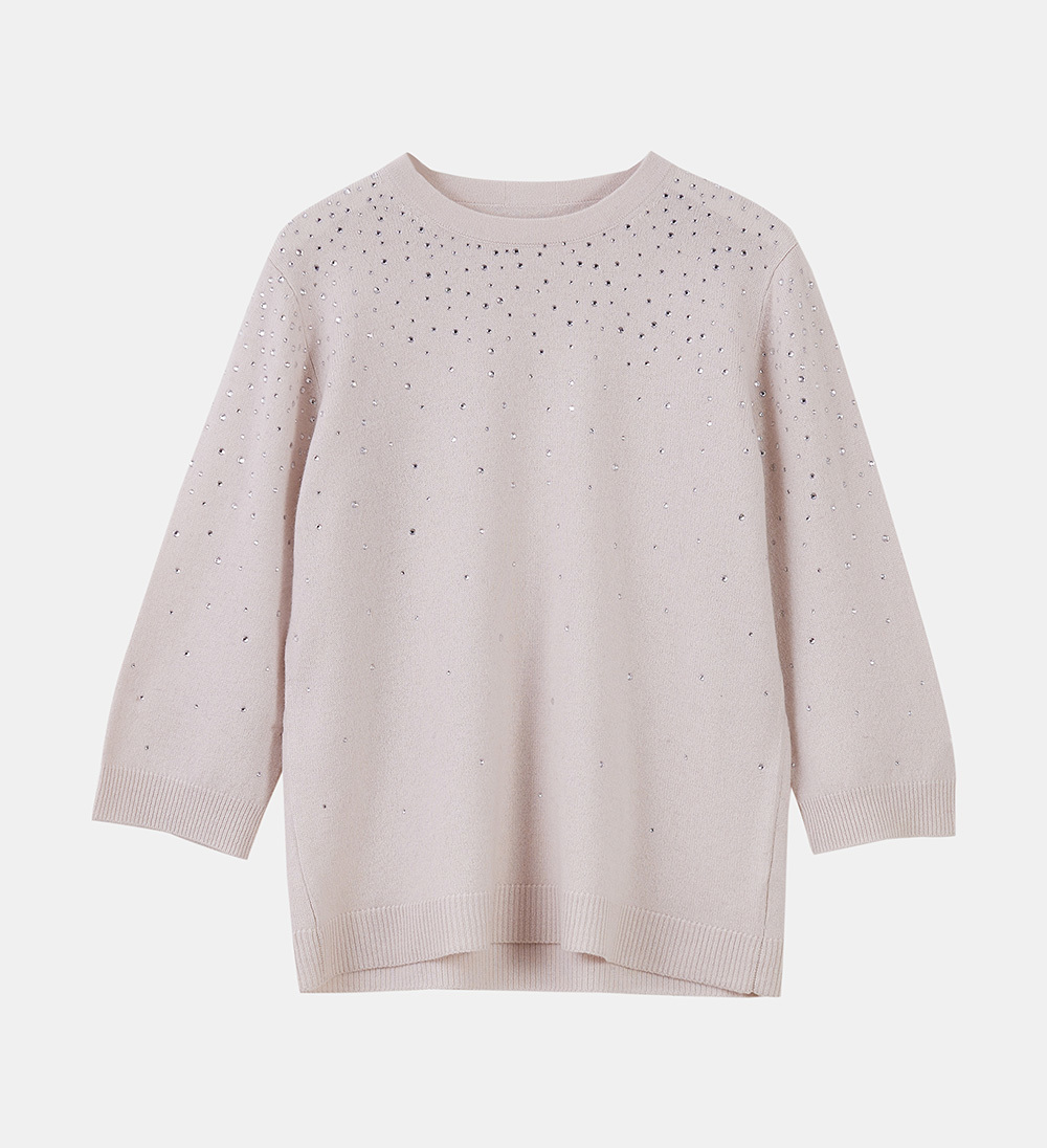 Ladies Hot-Fix Crystals Cashmere Sweater