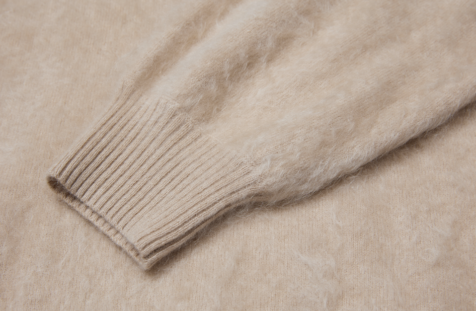Brushed Cashmere Sweater with 3/4 Sleeve