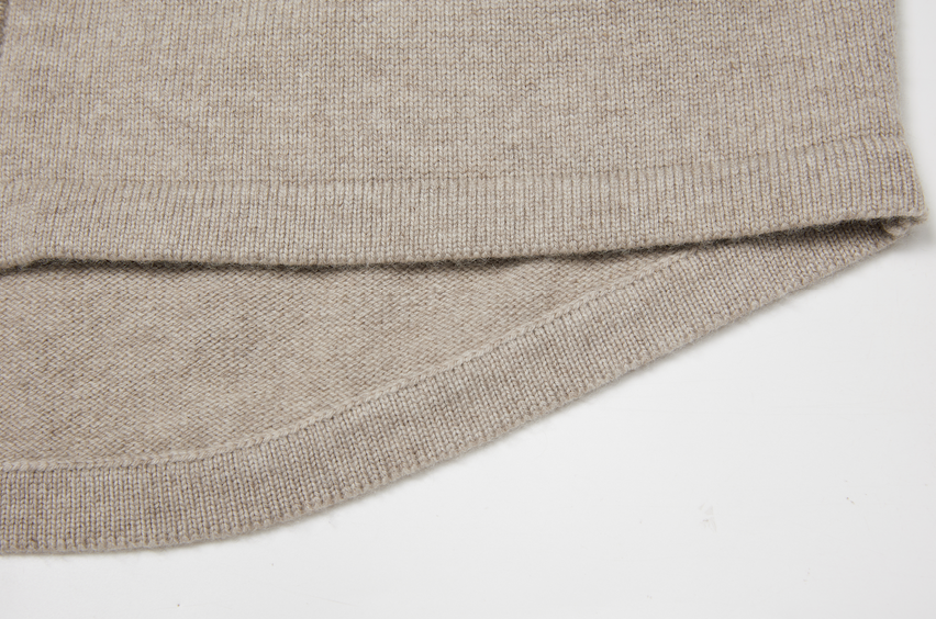 Cashmere Zip Cardigan with Down Feather Hood/Trim