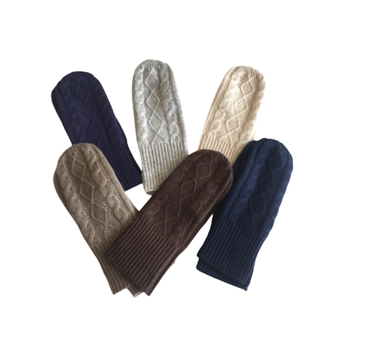 Cable Knitted Cashmere Mittens
