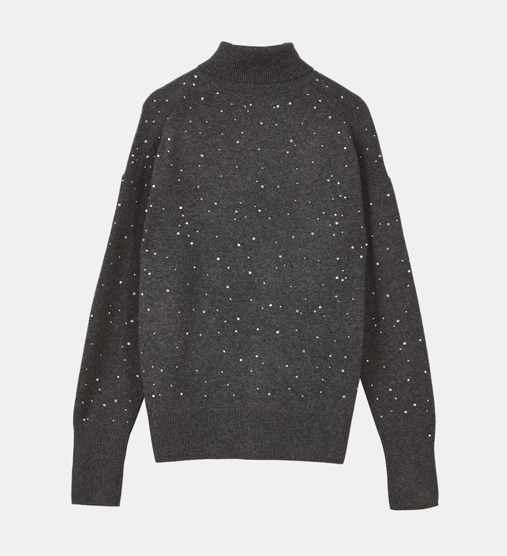 Hot-Fix Crystals Turtleneck Jumper