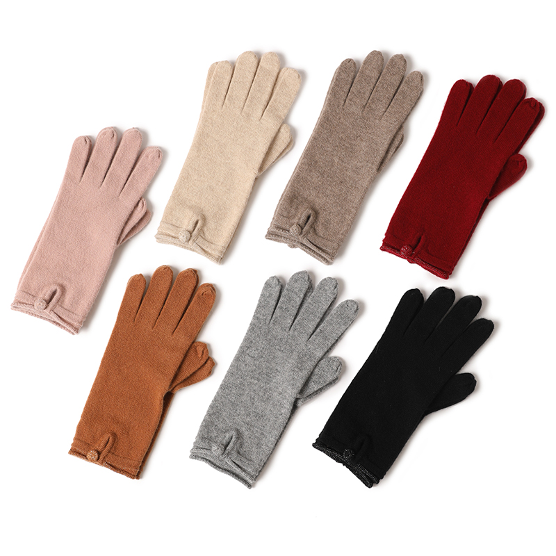 Women's Cashmere Button Loop Gloves