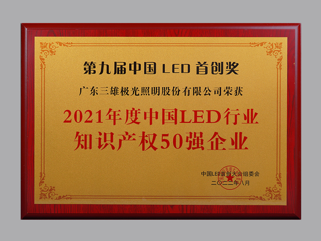 Top 50 Intellectual Property Companies in China's LED Industry in 2021
