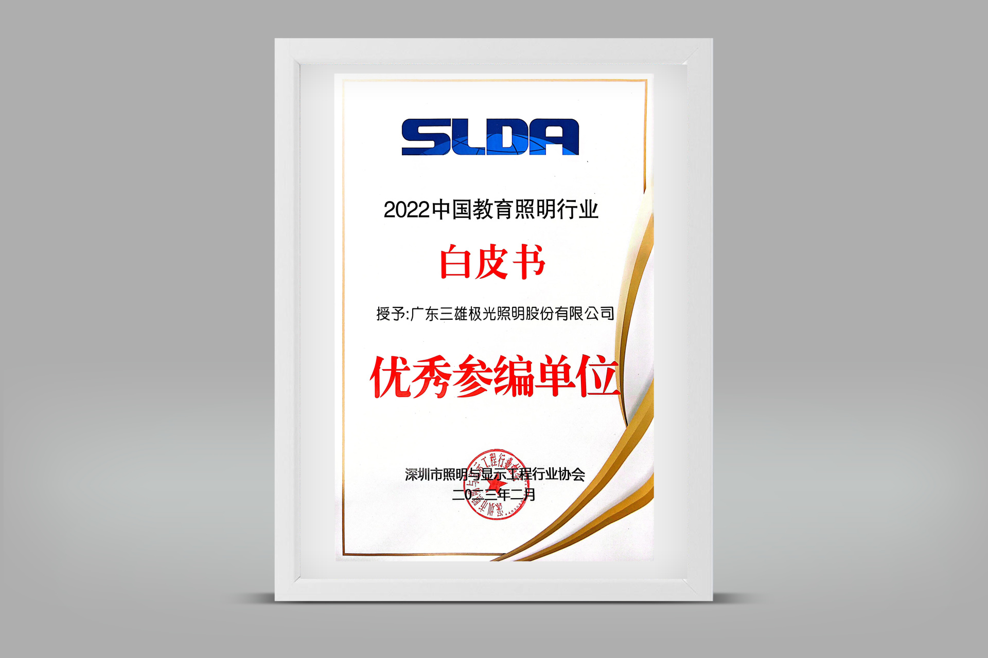 2022 Outstanding Participating Unit of China Educational Lighting Industry White Paper