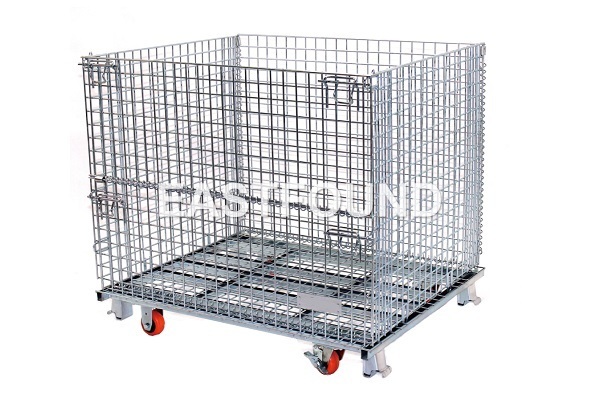 Wire container with casters