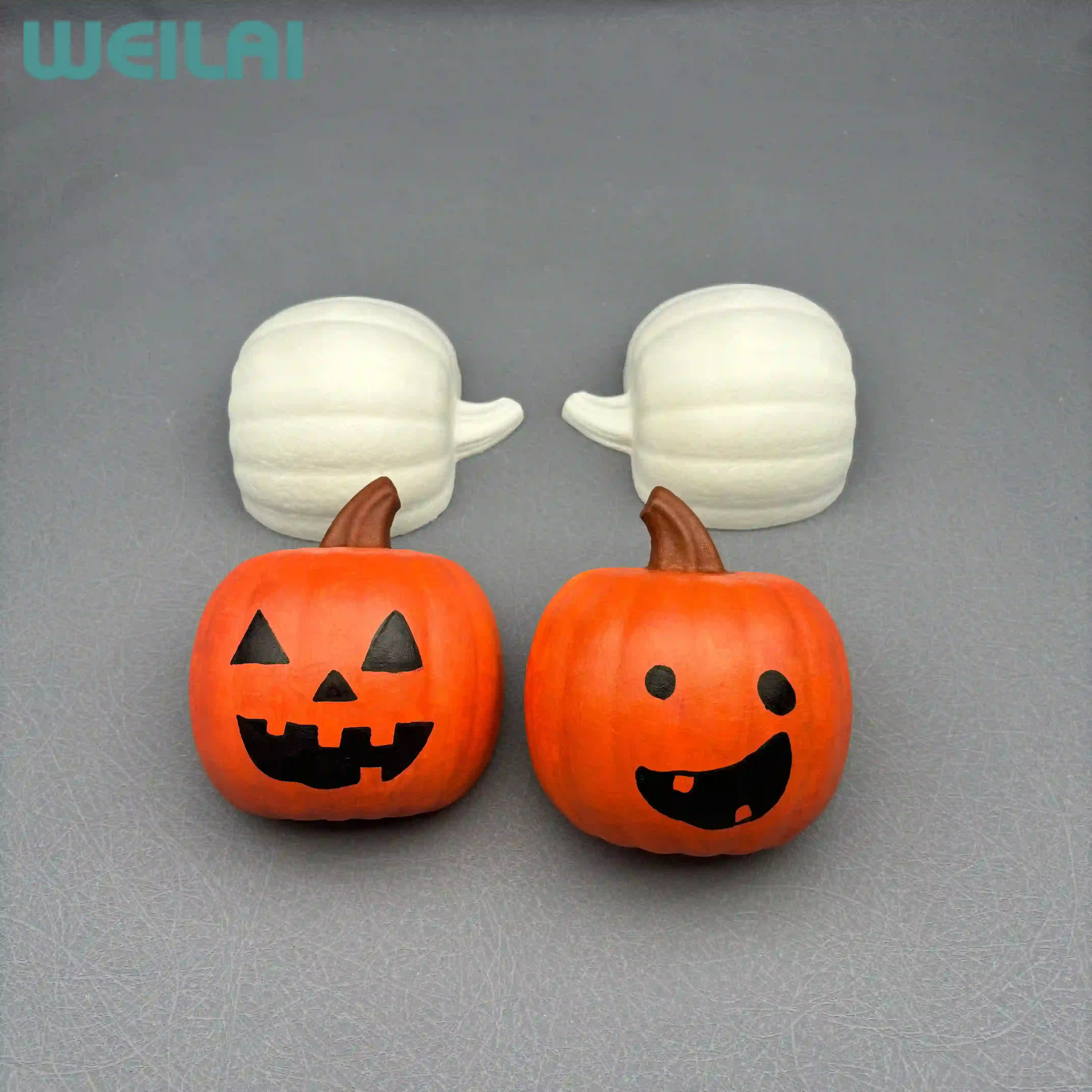 Molded fiber pumpkin-shaped tray in festive design
