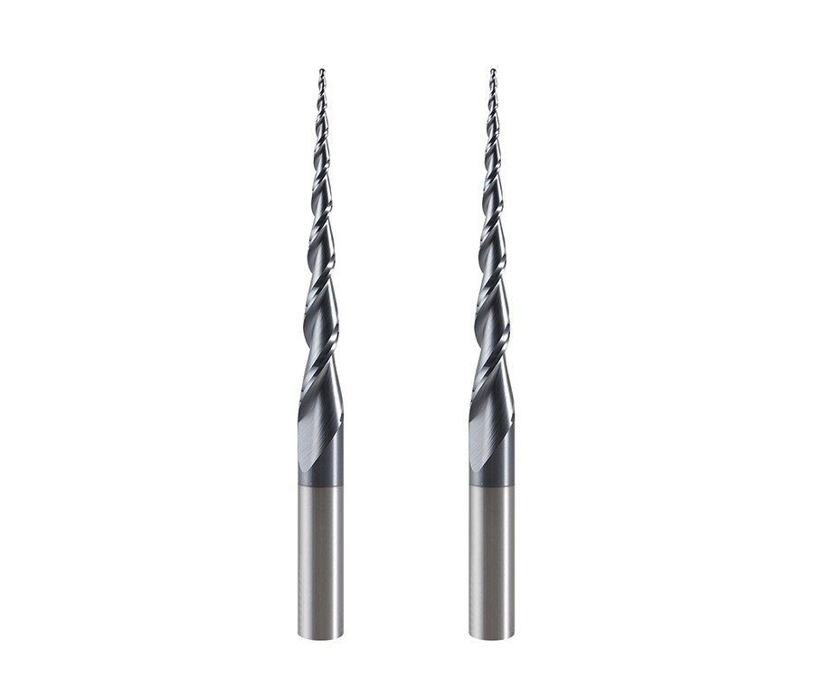 Tungsten carbide tapered ball nose end mills