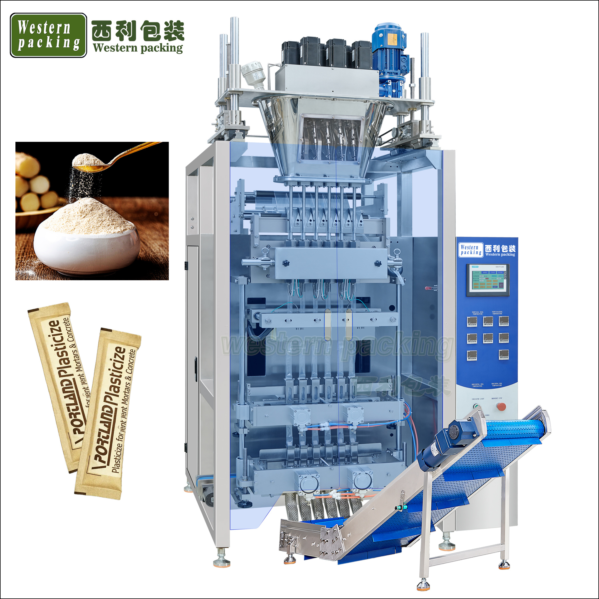 Multi-lane 3 side seal coffee  powder packing machine