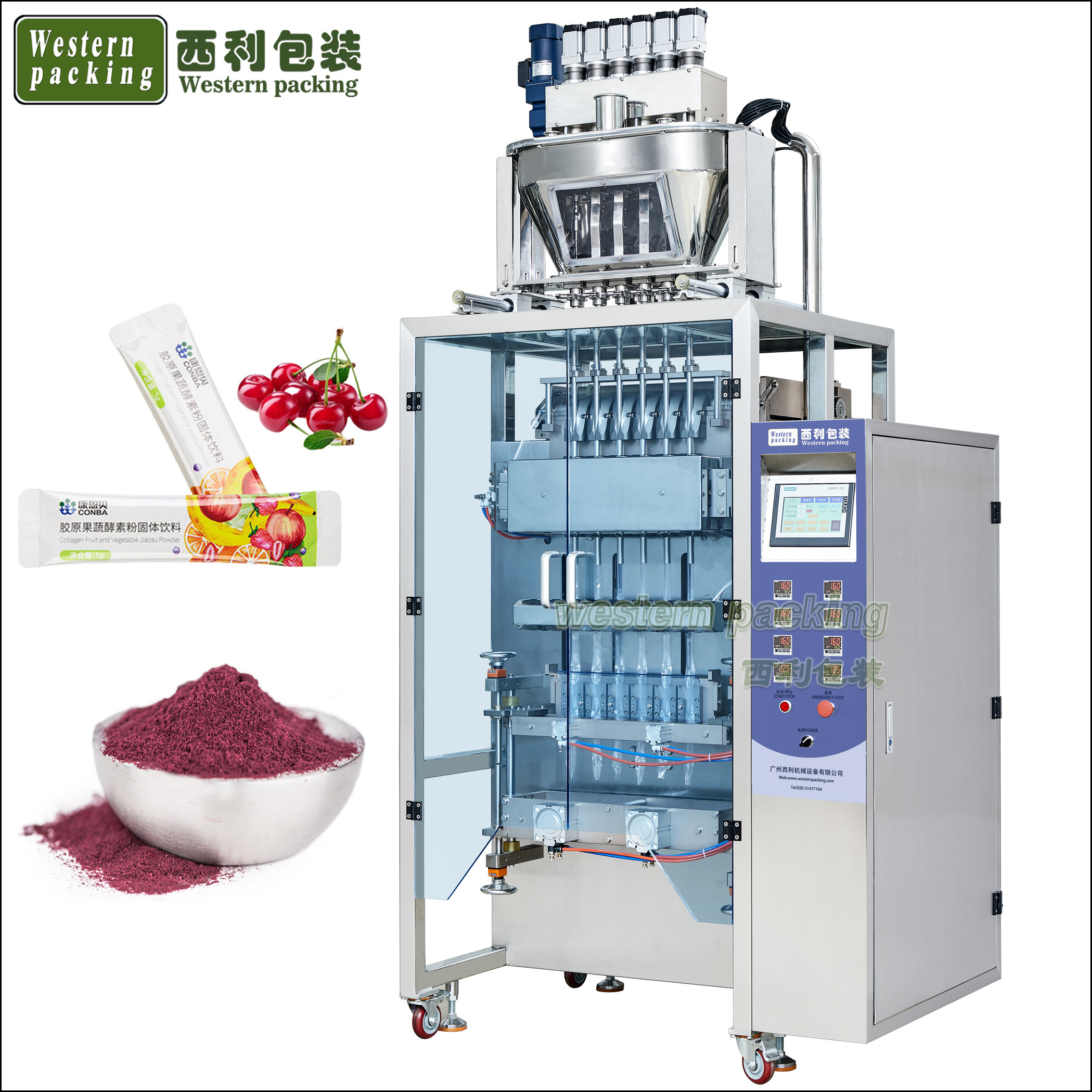Multi-lane back seal package  machine powder of juice