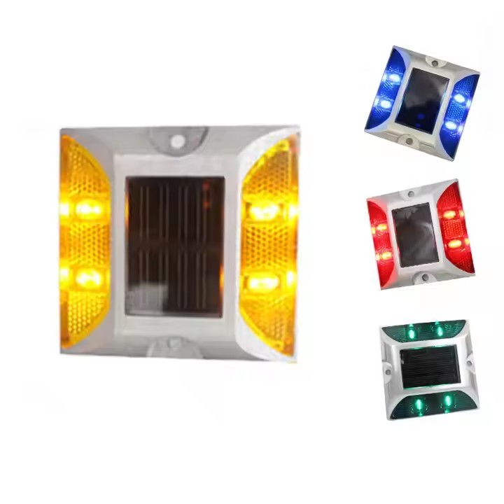 GD-DM-S003 4LED Glows on both sides Solar Road Stud Outdoor Ip68 Aluminium Solar Deck Lights Driveway Dock Led Light Studs