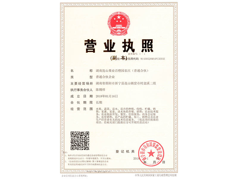 營業(yè)執(zhí)照（湖南崀山紅電子商務有限公司）