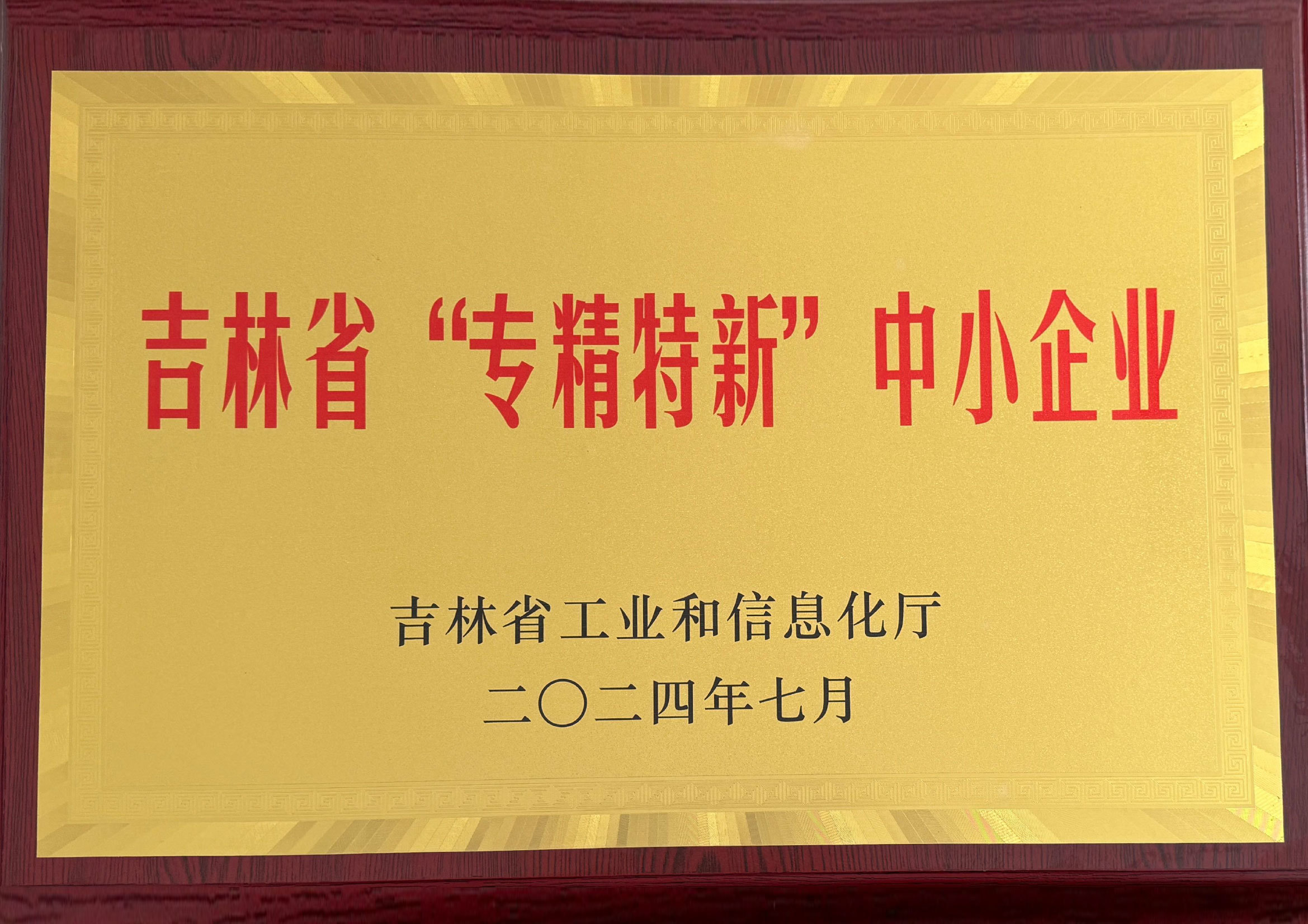 吉林省專精特新中小企業(yè)證書