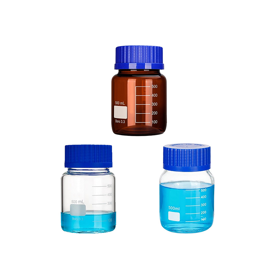 Glass Bottle,Blue Cap,Wide Mouth