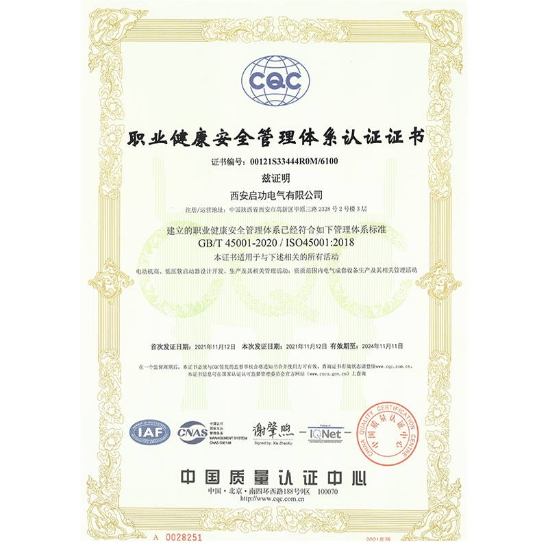 Сертификат системы управления гигиеной и безопасностью труда