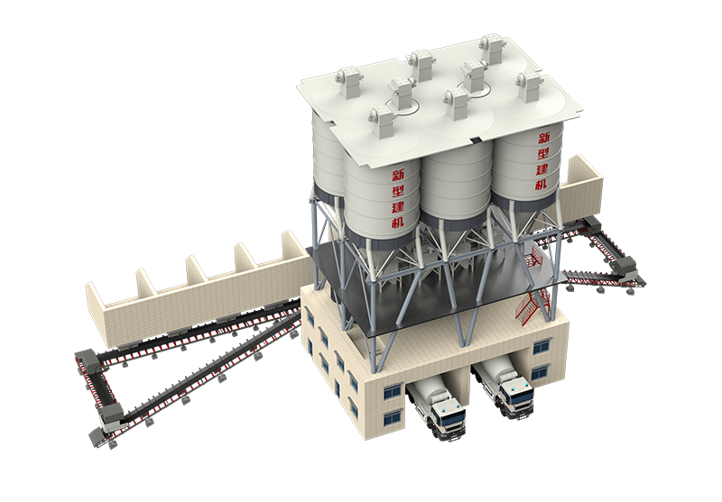 Overhead bucket concrete mixing plant