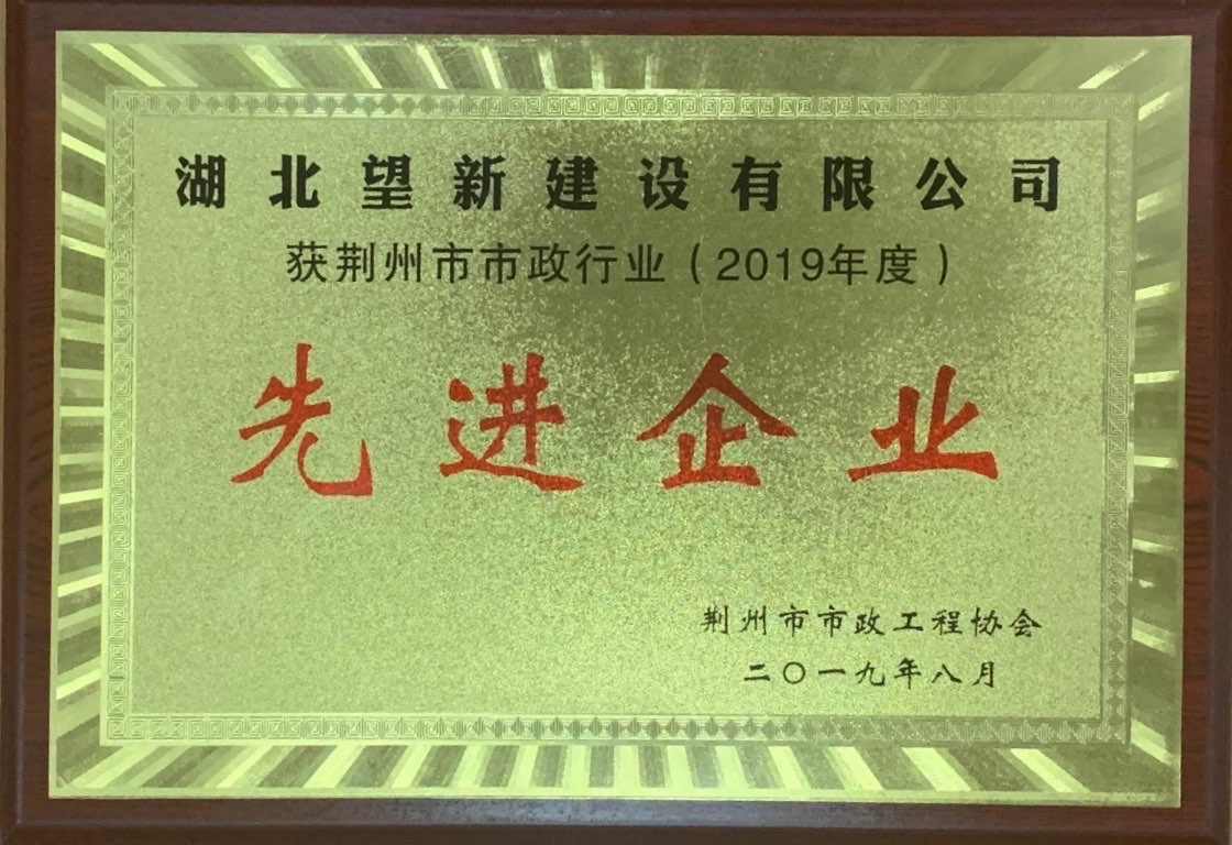 2019年度荊州市市政行業(yè)先進企業(yè)