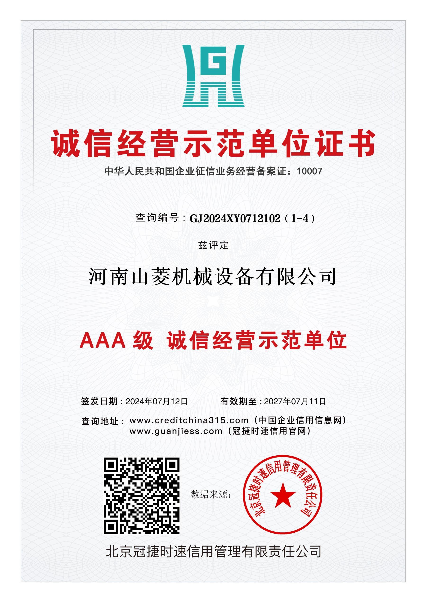 Certificate of Integrity Management Demonstration Unit Certificate of Integrity Management Demonstration Unit
