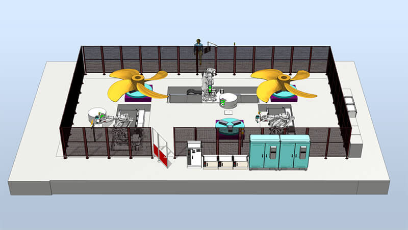 Multi-robot collaborative machining system for propeller whole process