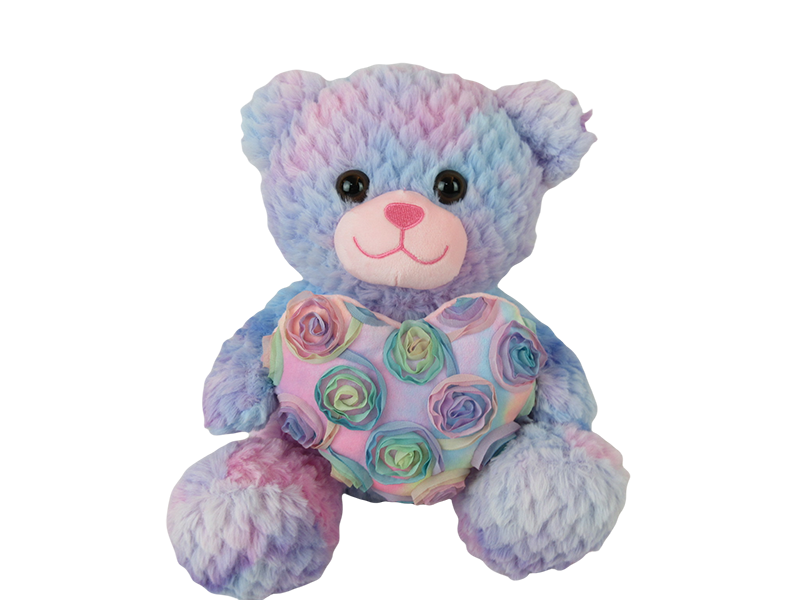 Pastel Teddy Bear with Bouquet Heart