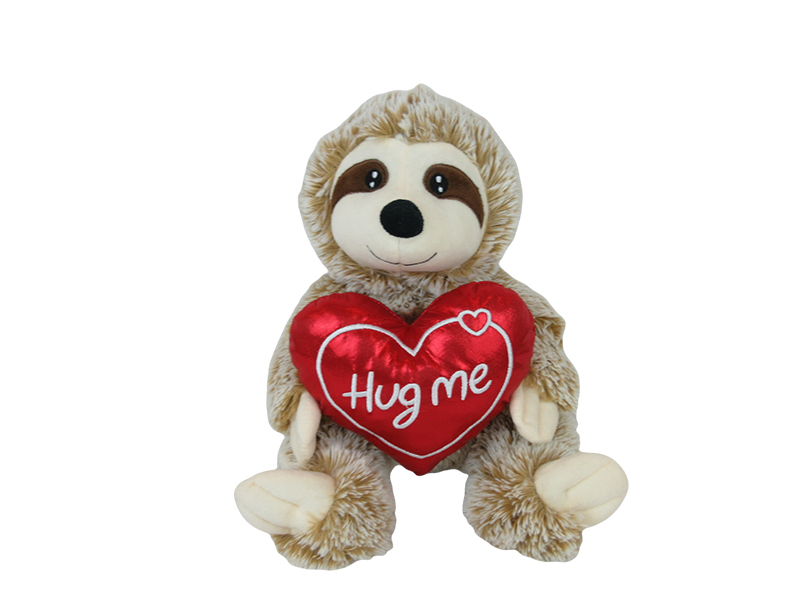 Plush Sloth Holding a Red Heart