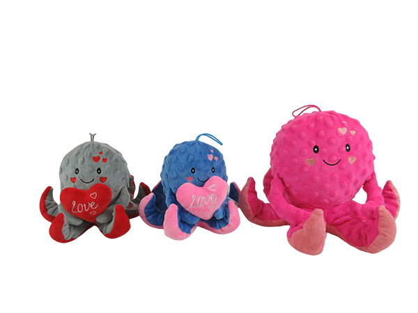 Love Heart Octopus Plush Dog Toy