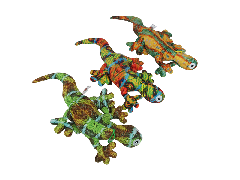 Printed Lizard Plush Dog Toy