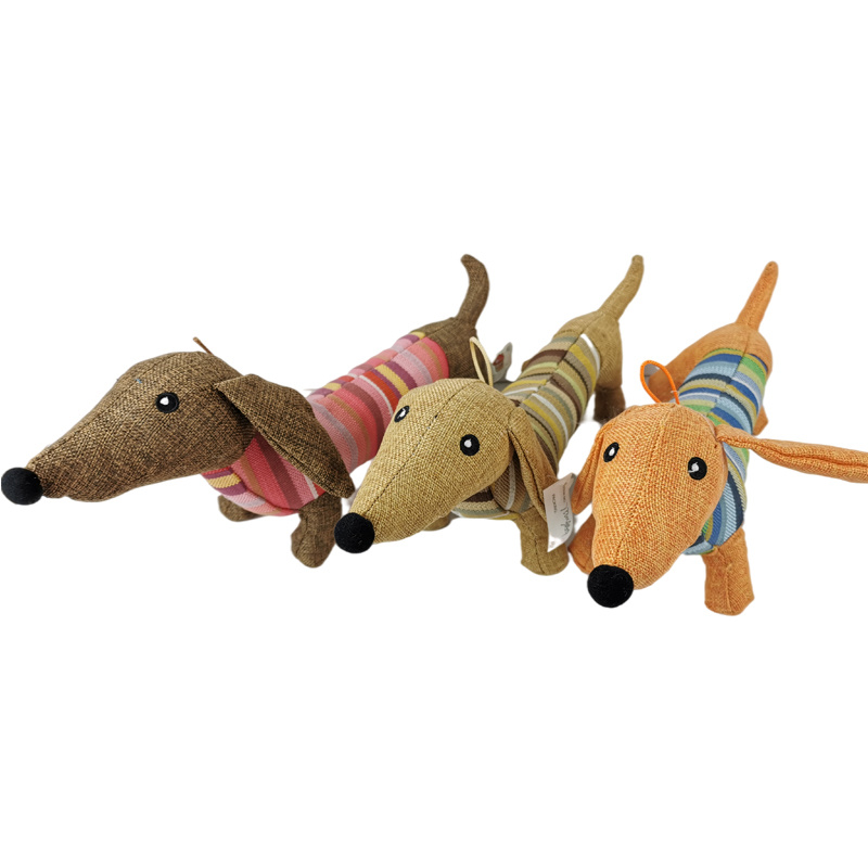 Dachshund Patchwork Squeaky Plush Dog Toy