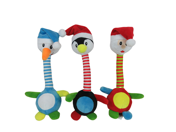 Christmas Long Neck Plush Dog Toy,Snowman,Penguin,Santa Claus