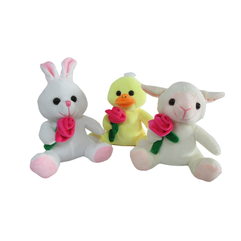 Valentine's Day Plush Toy Animal Wearing A Rose