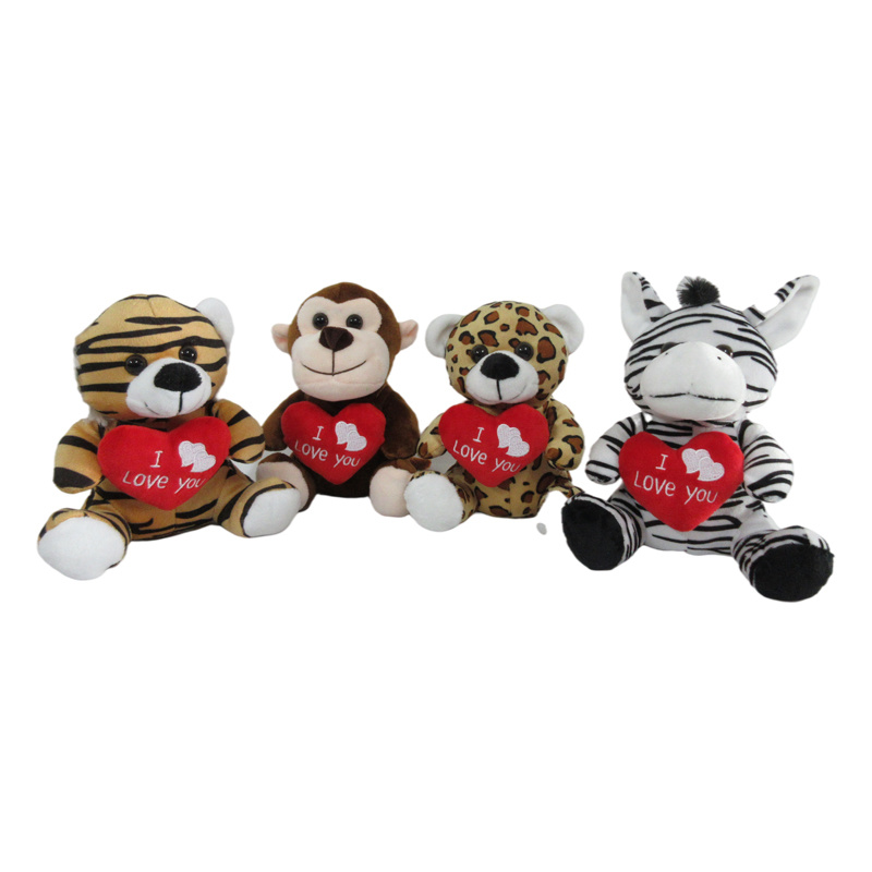 Wild Animal Plush Toys with Love in Their Arms