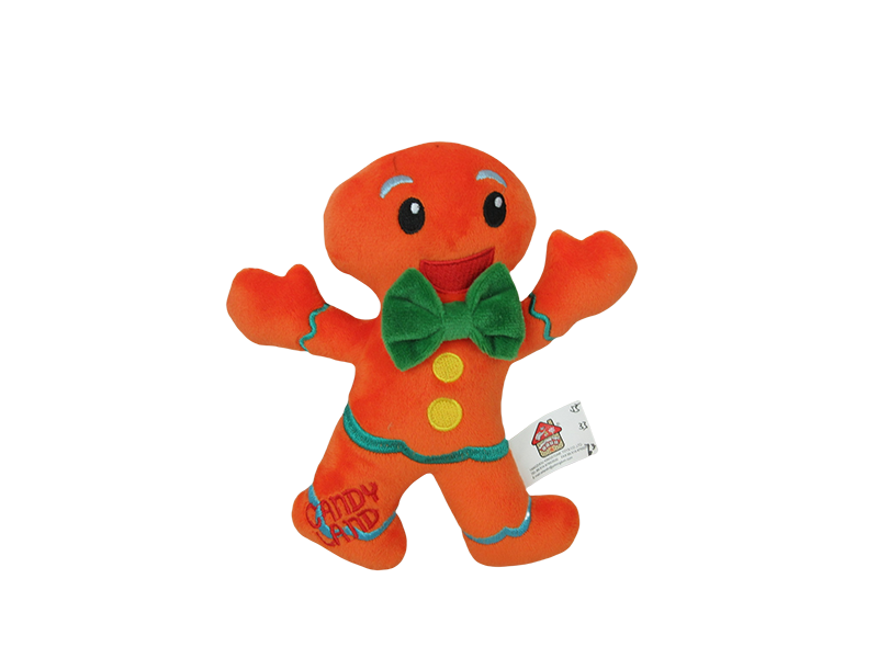 Plush Toy Gingerbread man with green bow