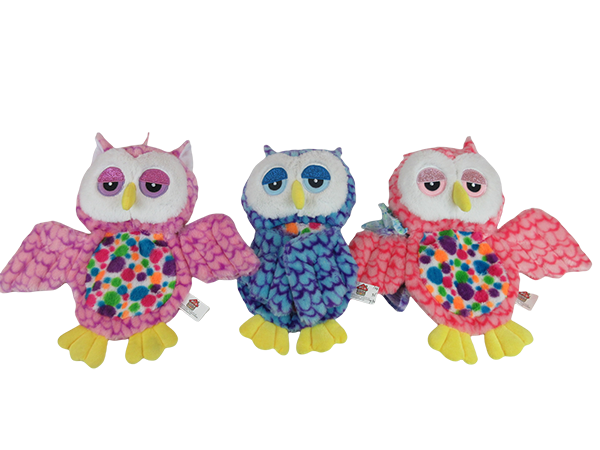 Colorful Owl Plush Dog Toy