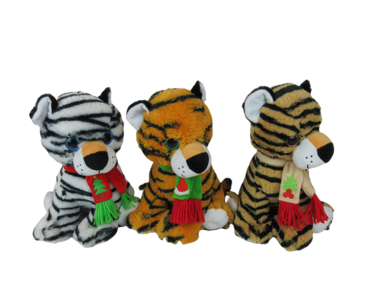 Sitting Tiger with Christmas Scarf