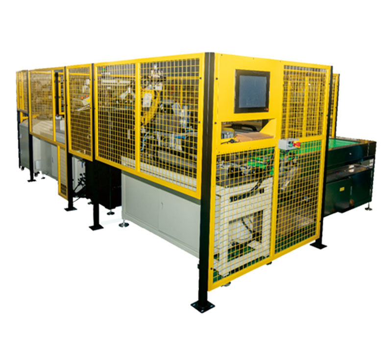 Automation line for deteet gluing,bending, hole punching