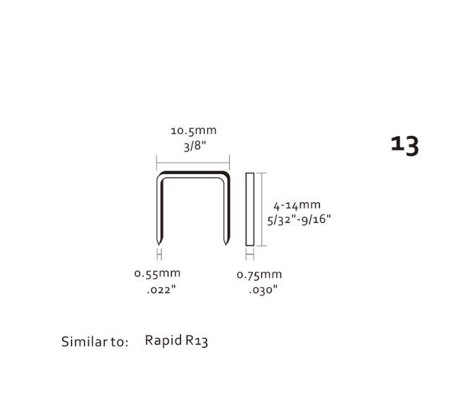 22GA. 3/8" (10.5mm) 冠状细线钉