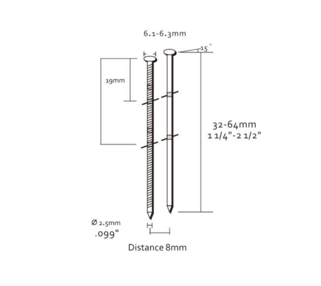 15° Wire Concrete Coil Nails