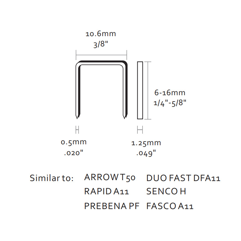 3/8" Crown Fine Wire Staples