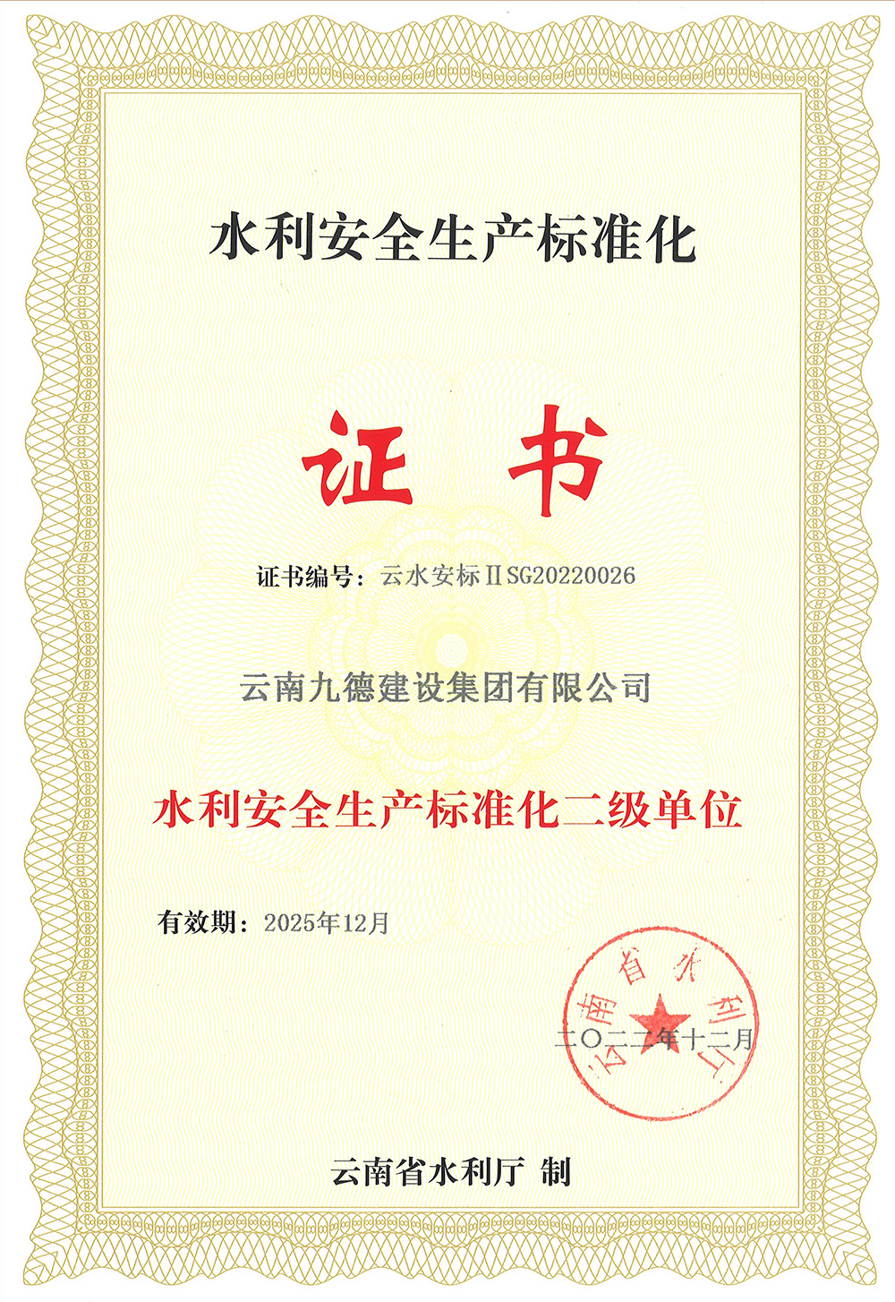水利安全生產(chǎn)標準化二級單位