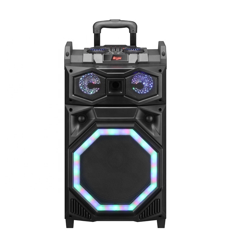 12 inch subwoofer portable rechargeable wireless bt trolley speaker with wired microphone