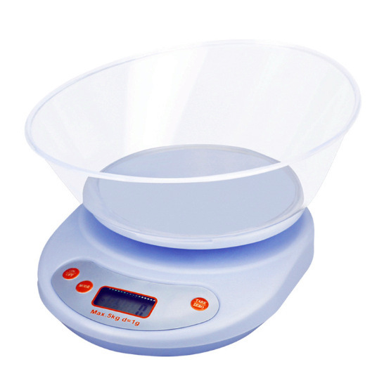 Timbangan dapur Digital 11LB/5kg, timbangan makanan memasak kue elektronik dengan mangkuk layar LCD menyala belakang