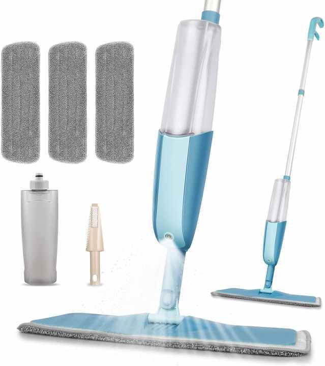 Semprotan Microfiber pel untuk kayu keras pembersih lantai basah dan kering dengan 410ml berputar 360 derajat penyemprot tangki air