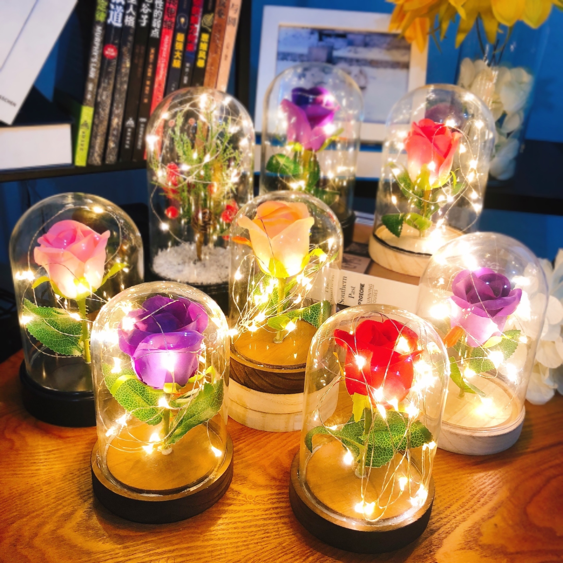 Lampu kubah mawar D9cm lampu dioperasikan baterai terbaik hadiah keluarga kekasih untuk pesta pernikahan, lampu dekorasi Natal