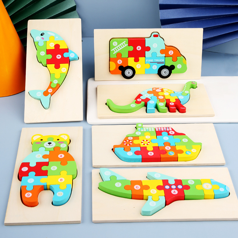 Penjualan terlaris 2020 baru desain kayu 3D teka-teki montesori mainan permainan anak kayu jigsaw puzzle mainan pendidikan