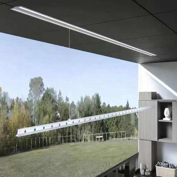 Rak pengeringan cucian langit-langit Premium, rak gantungan baju lipat otomatis aluminium pintar