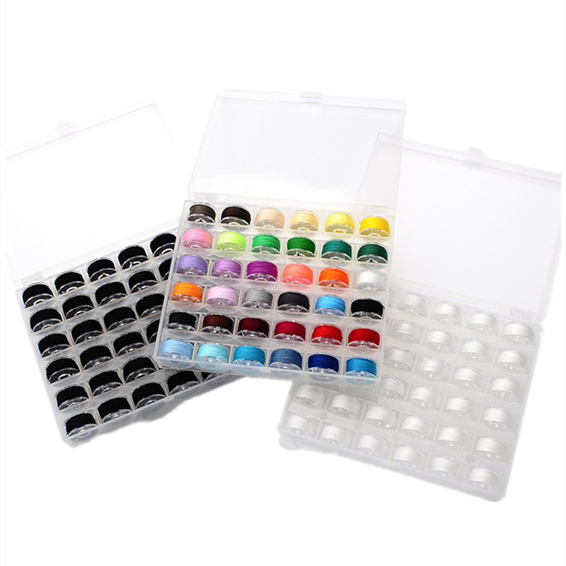 36ชิ้นด้ายเย็บผ้าออแกไนเซอร์ที่มีสีดำและสีขาวด้ายฝ้ายกระสวยกล่อง