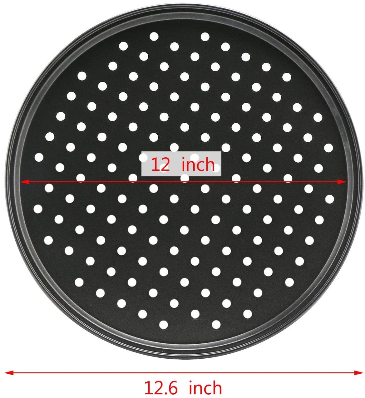 Wiปฏิเสธบ้านร้านอาหารยอดนิยมเหล็กคาร์บอนเคลือบ nonstick พิซซ่ากระทะ, bakeware 12นิ้วรอบถาดพิซซ่าที่มีรู