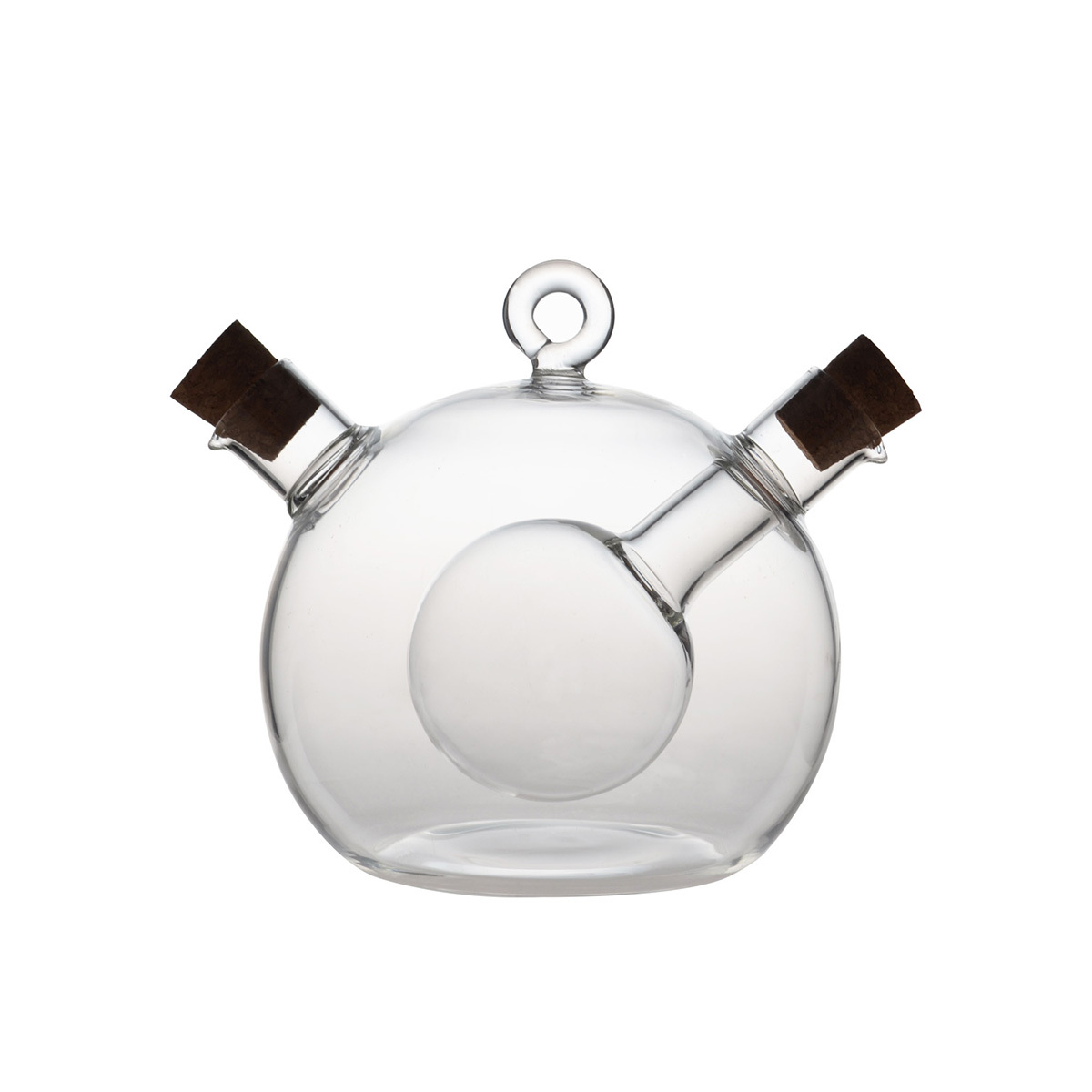 HY1141 50/350ML 2 in 1 Round Ball Design Borosilicate Glass Oil & Vinegar Bottle