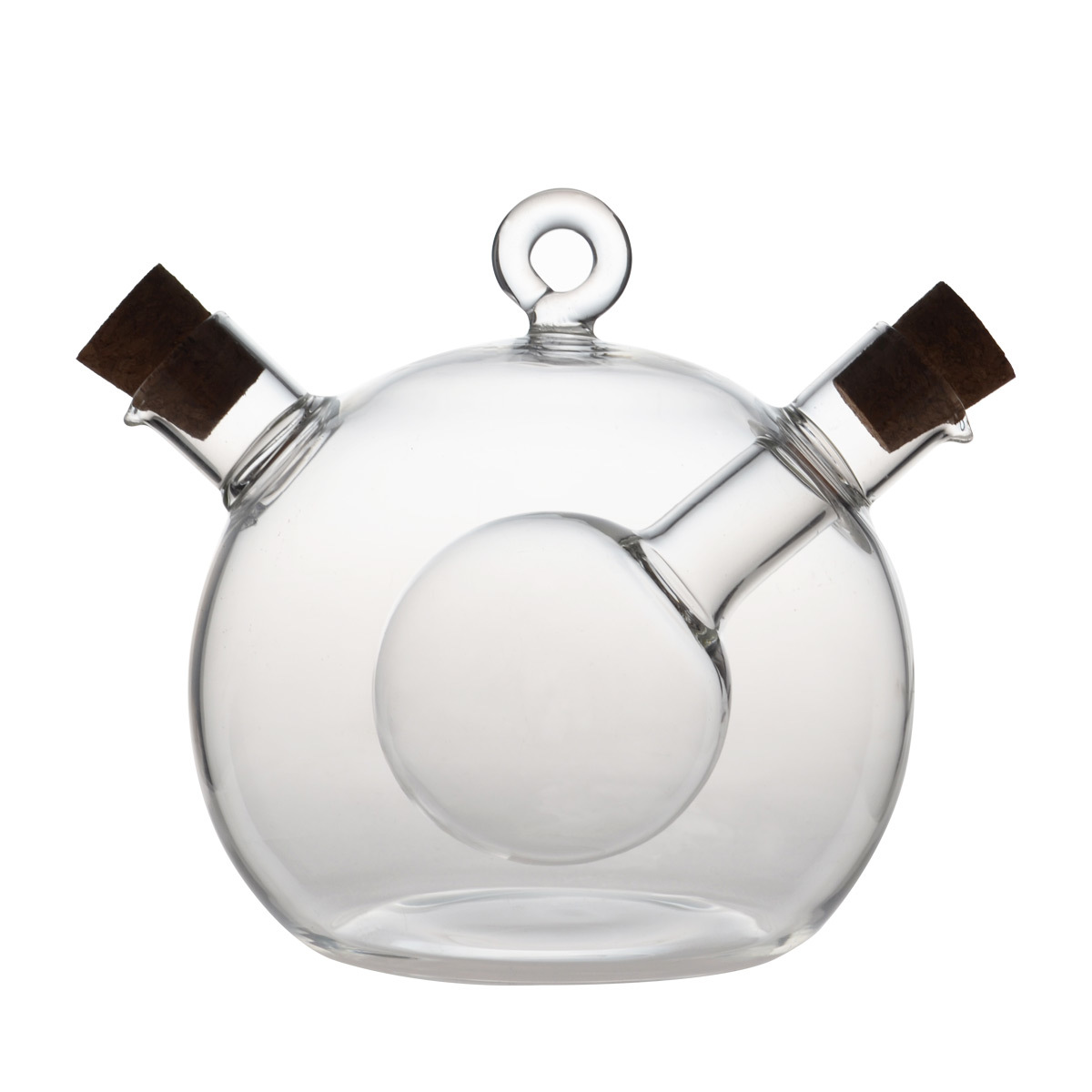 HY1141 50/350ML 2 in 1 Round Ball Design Borosilicate Glass Oil & Vinegar Bottle